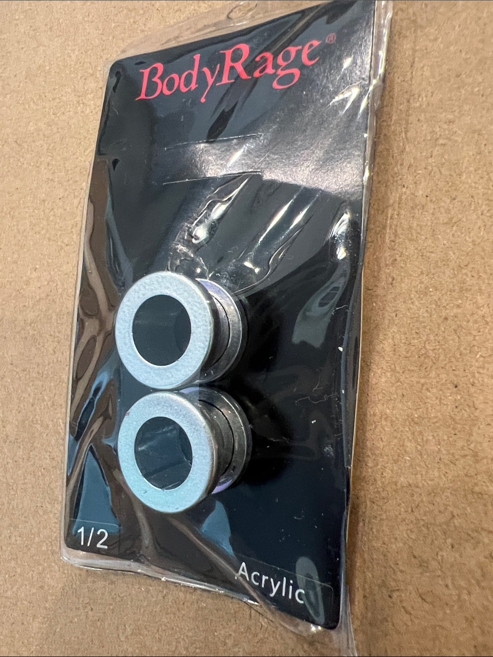 BodyRage Silver Acrylic Plug Earrings - Silver Tone